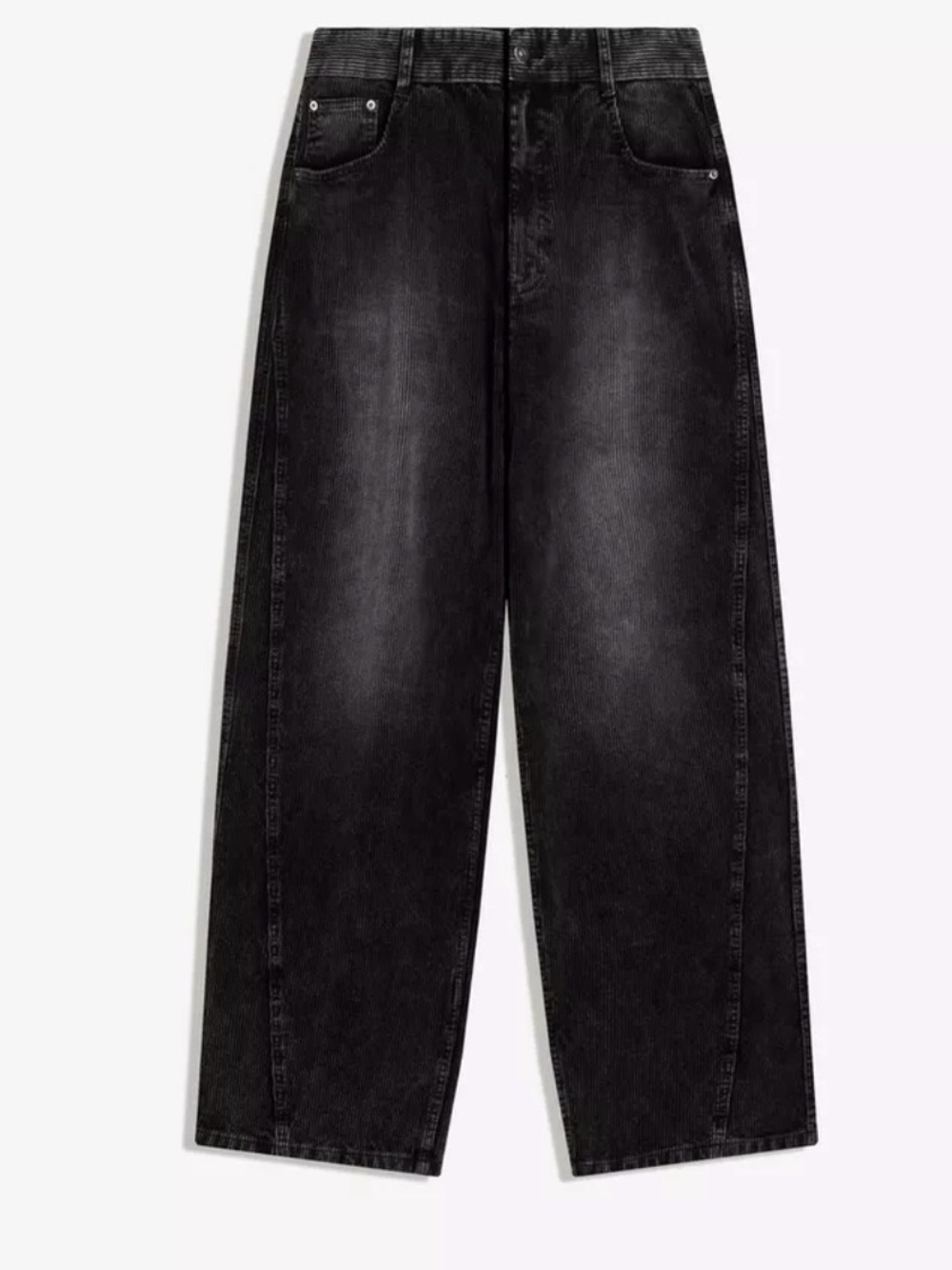 NWT Bershka Super Baggy Black/Dark Gray Corduroy Pants